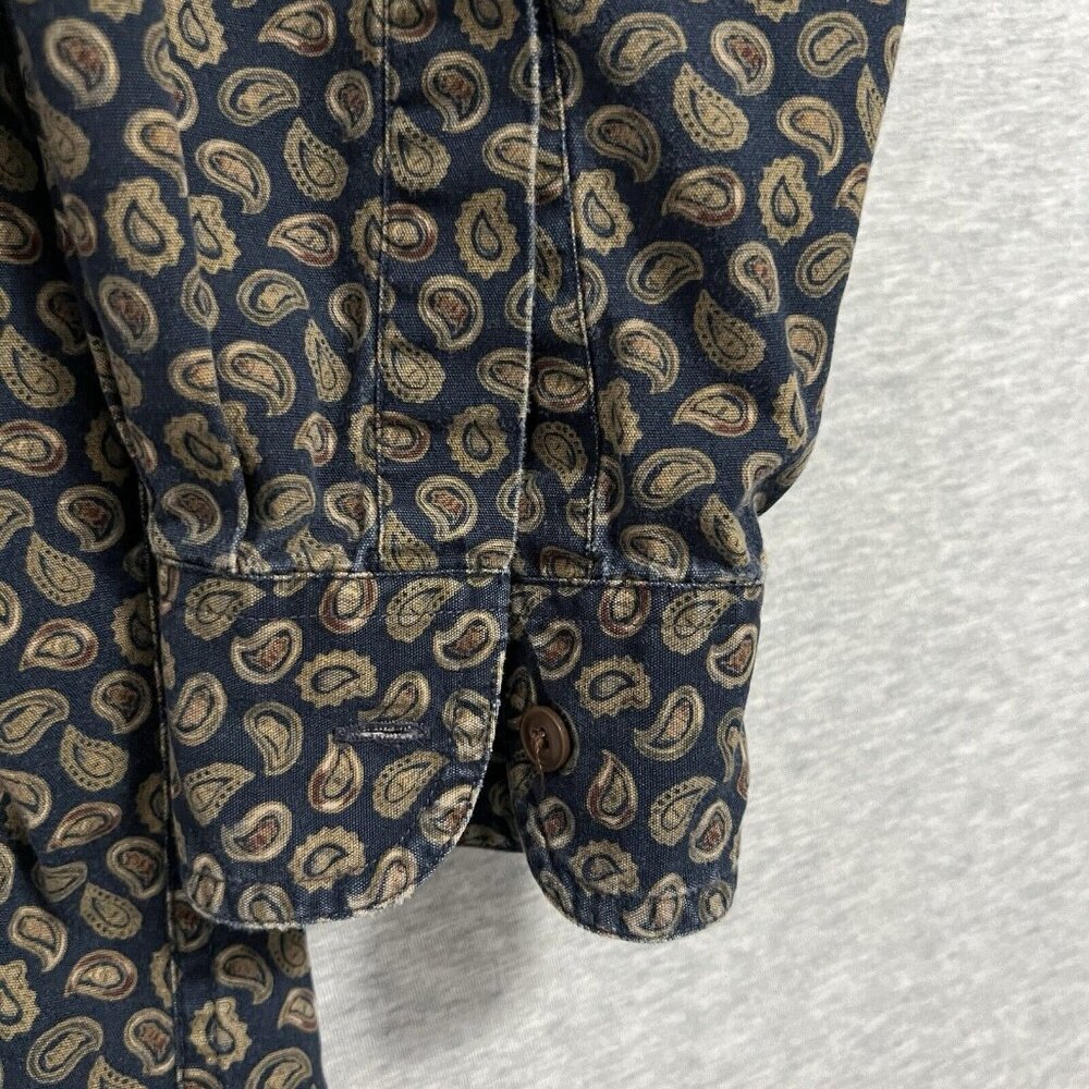 Vintage 90s Chaps Ralph Lauren Shirt Mens Extra Large Blue Paisley Spellout Logo - Picture 15 of 16